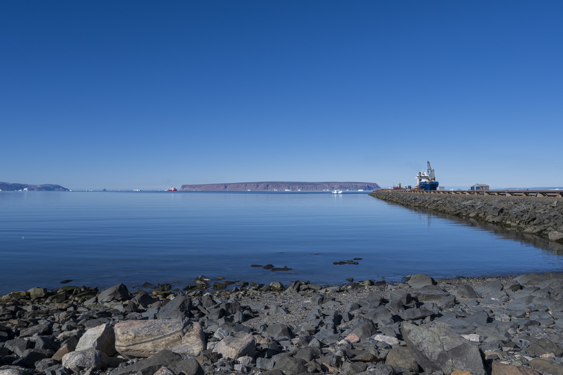 North Star Bay and the cargo port at Thule Air Base, now Pituffik Space Base, Greenland, August 2022